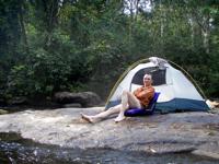 <p> AZ campsite on a rock in the middle of Meiti river. Dozens of swallowtails,  blues and nymphalids were captured within 3 m fo the tent. </p>